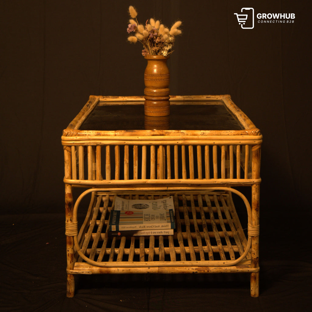 HANDCRAFTED RECTANGULAR RATTAN TABLE