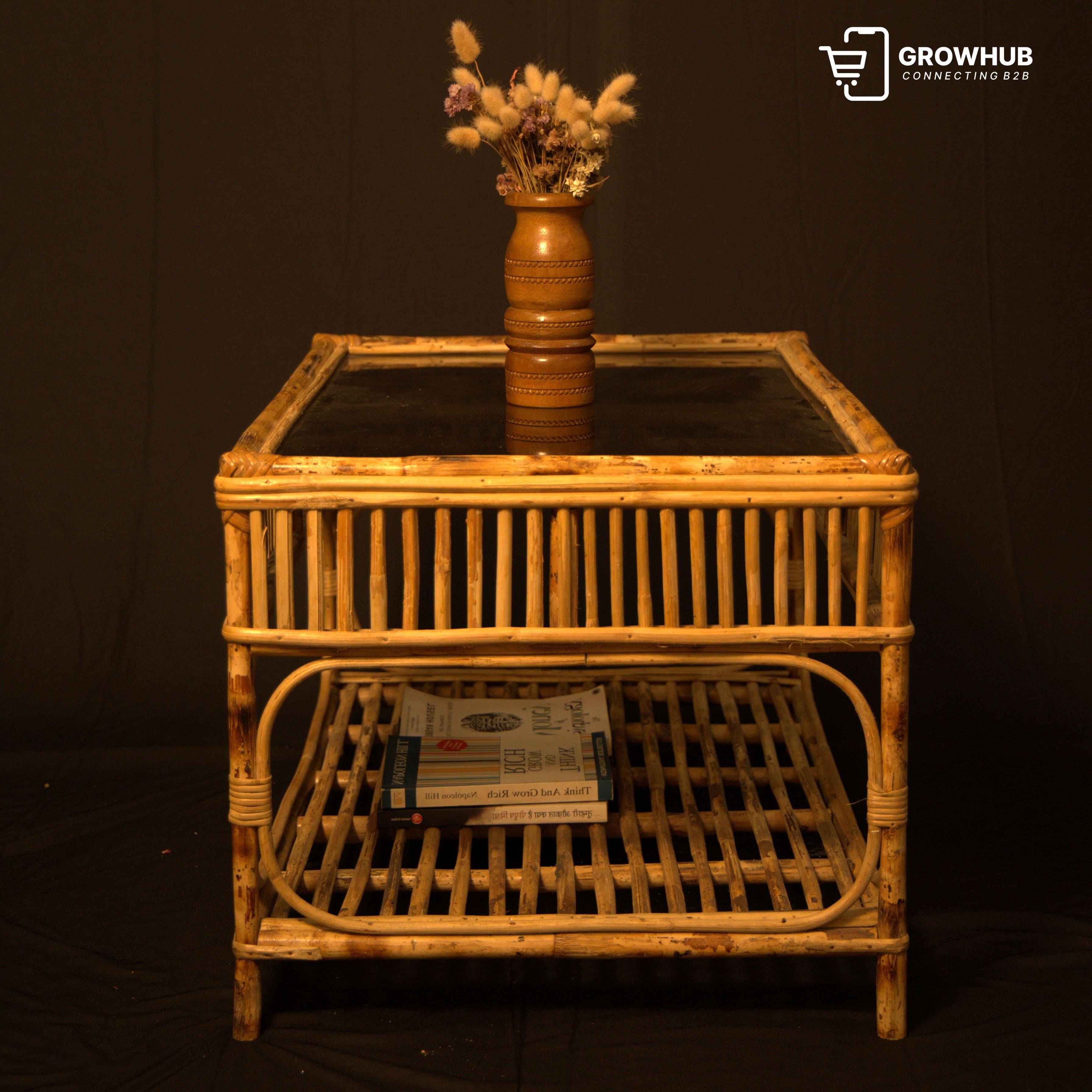 HANDCRAFTED RECTANGULAR RATTAN TABLE