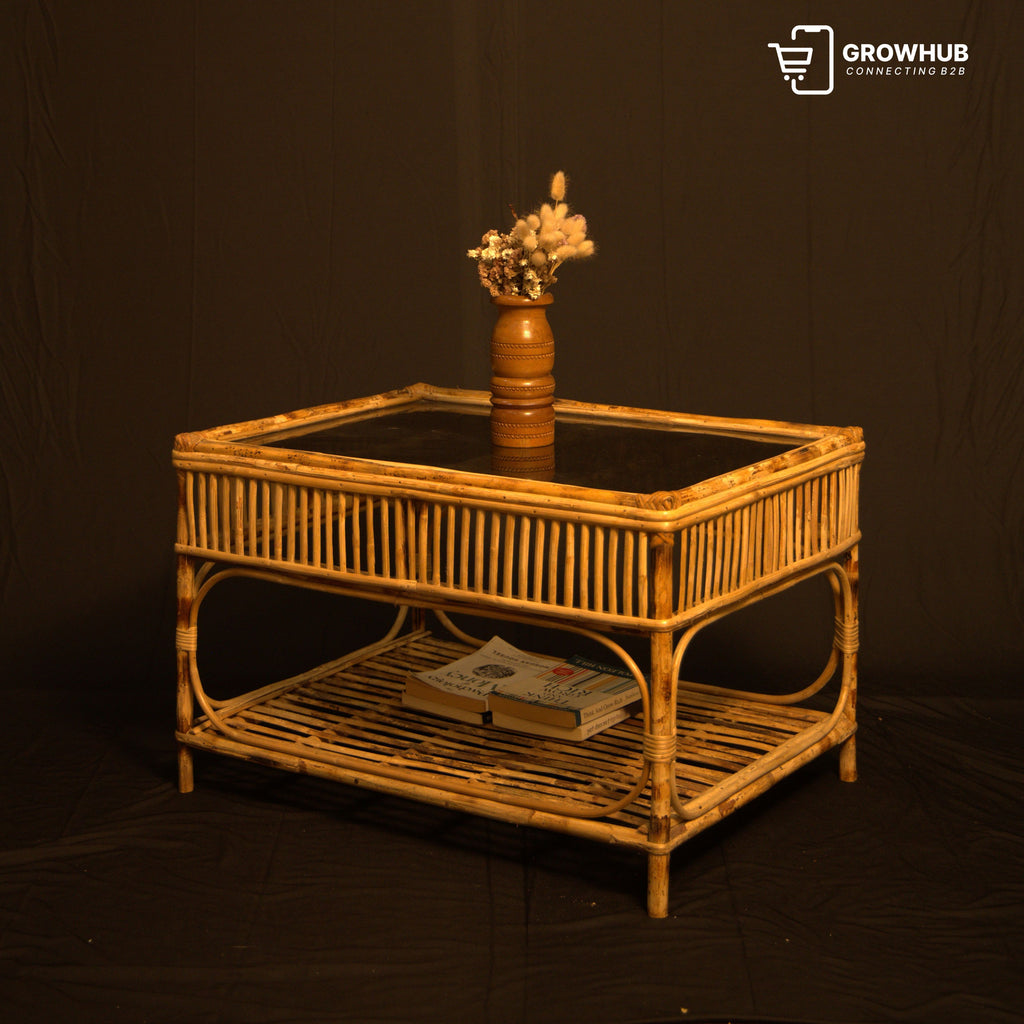 HANDCRAFTED RECTANGULAR RATTAN TABLE
