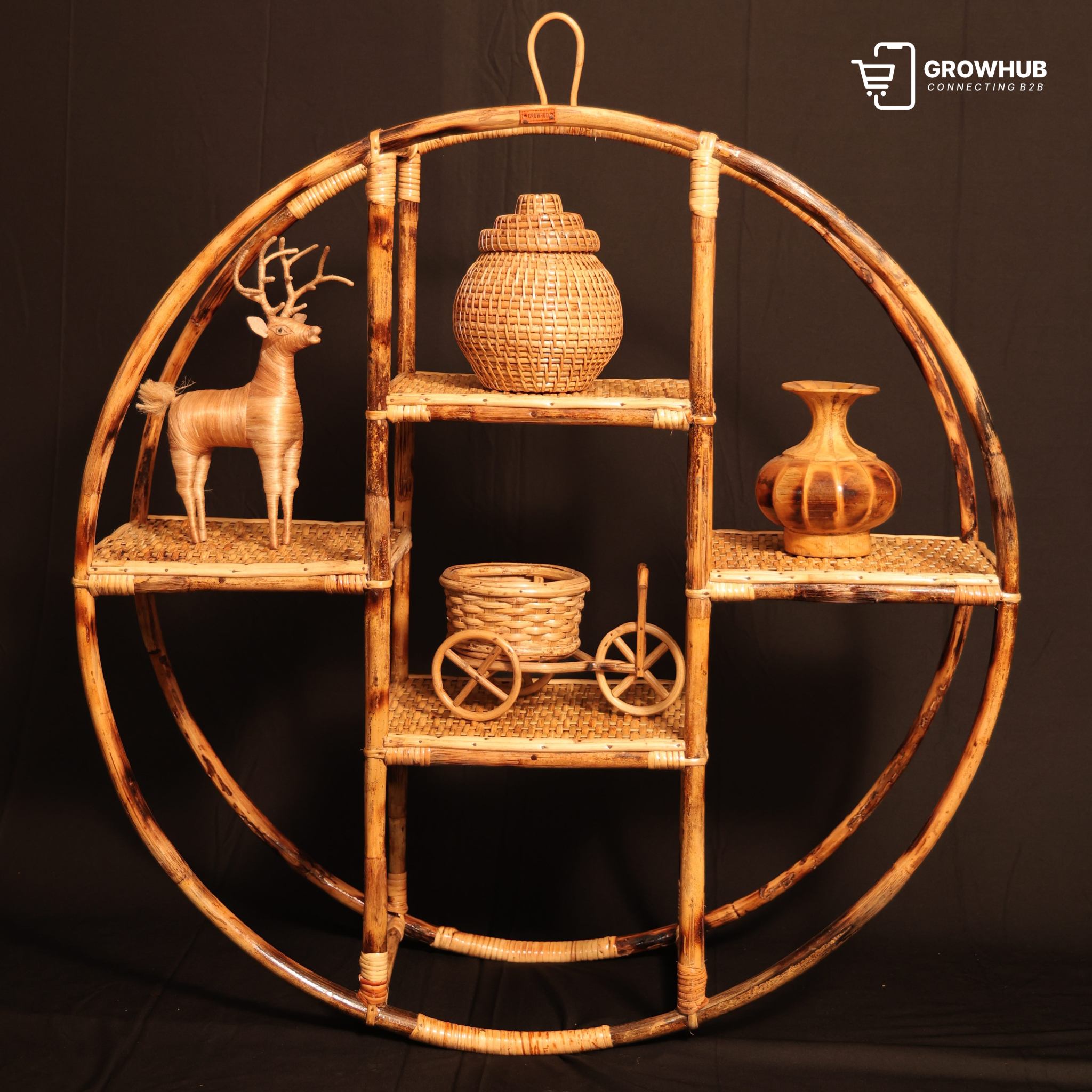 CANE ROUND WALL SHELF