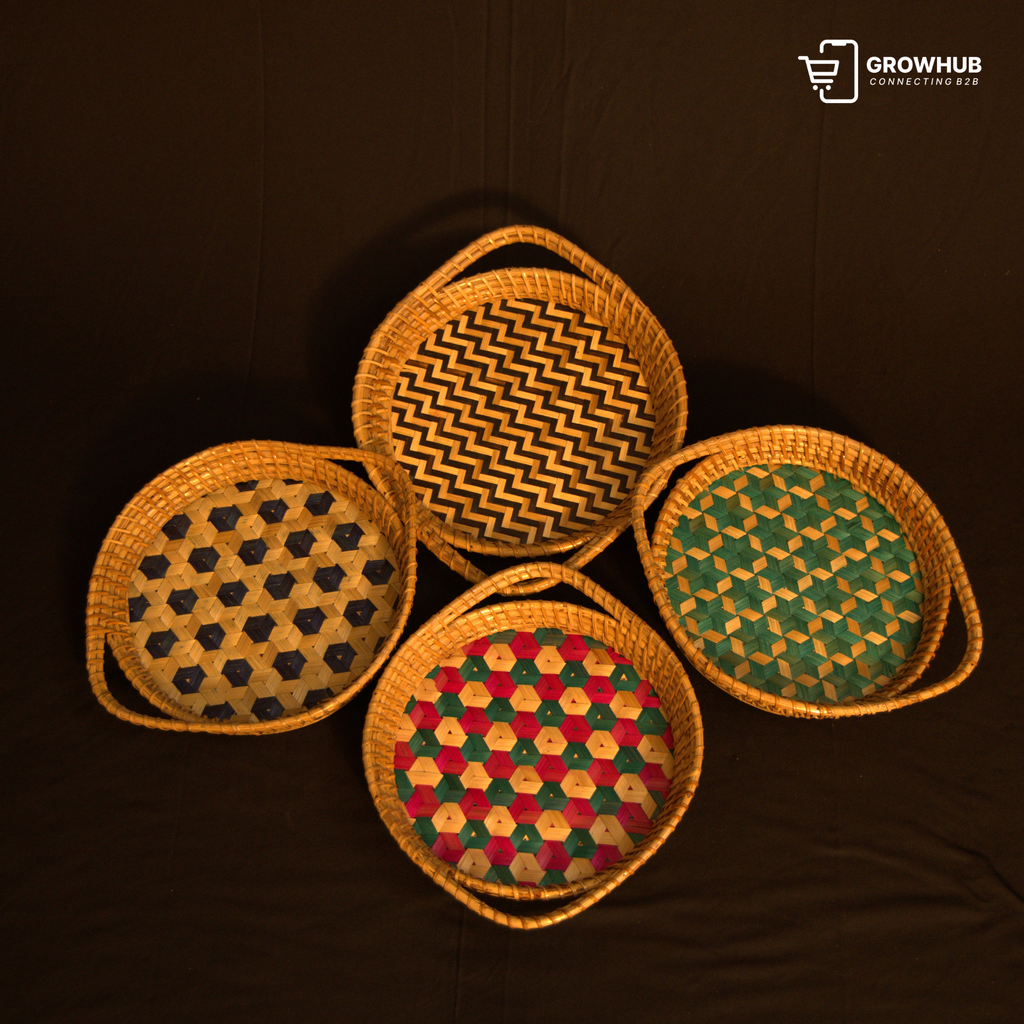 VERDANT BLOOM BAMBOO TRAYS (MULTICOLOR)