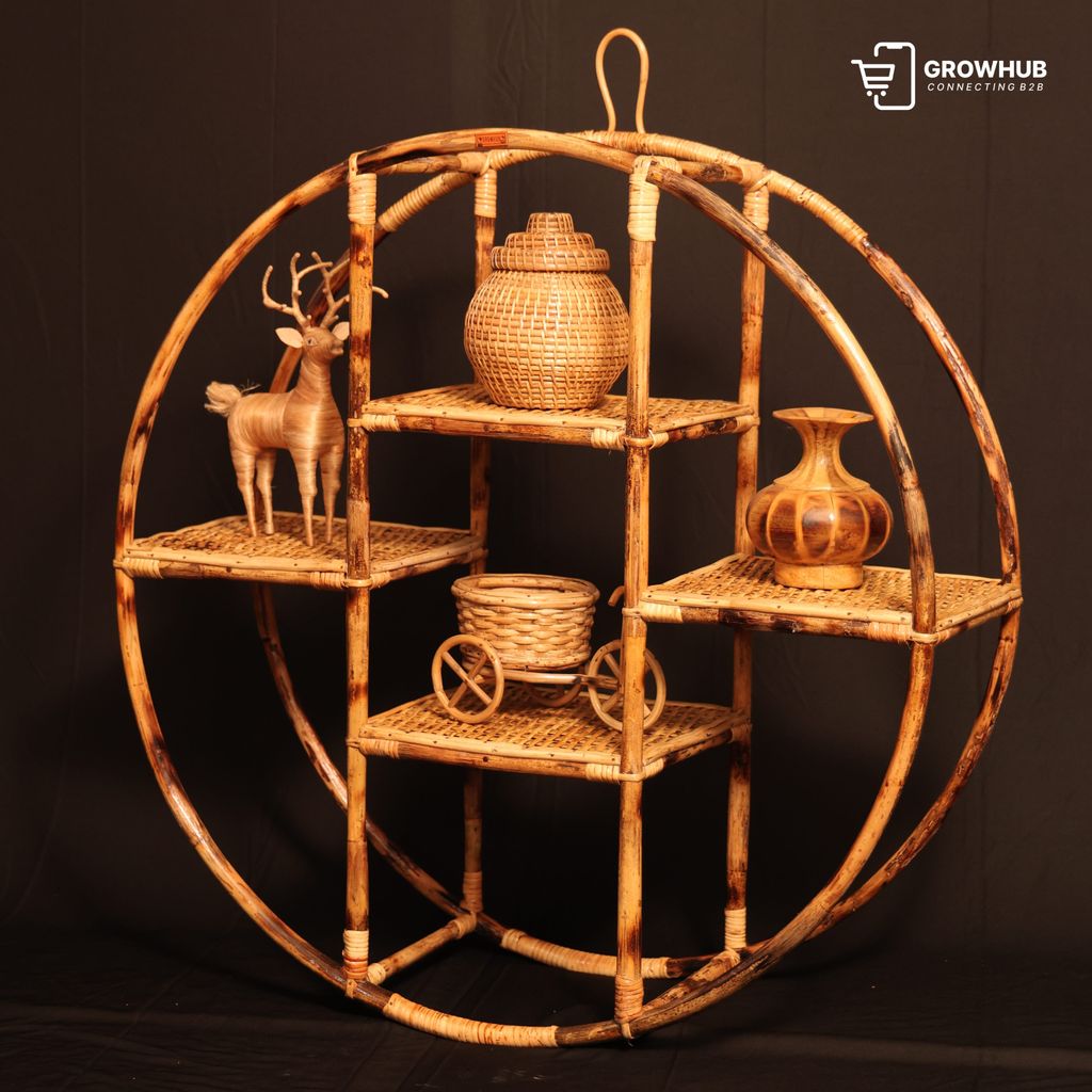 CANE ROUND WALL SHELF
