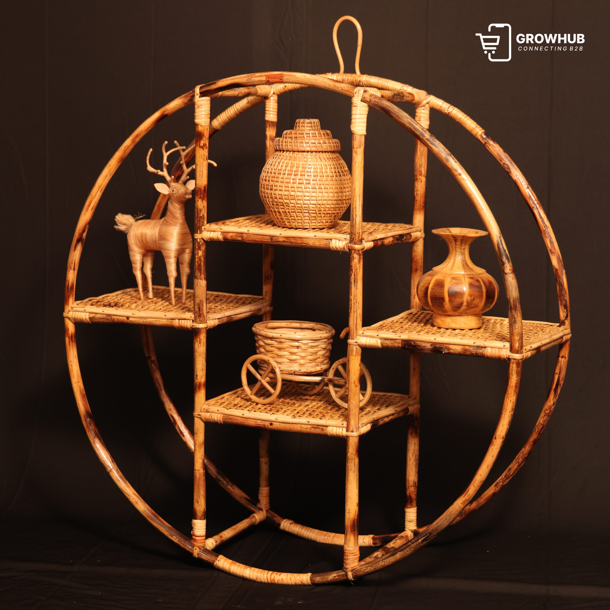 CANE ROUND WALL SHELF
