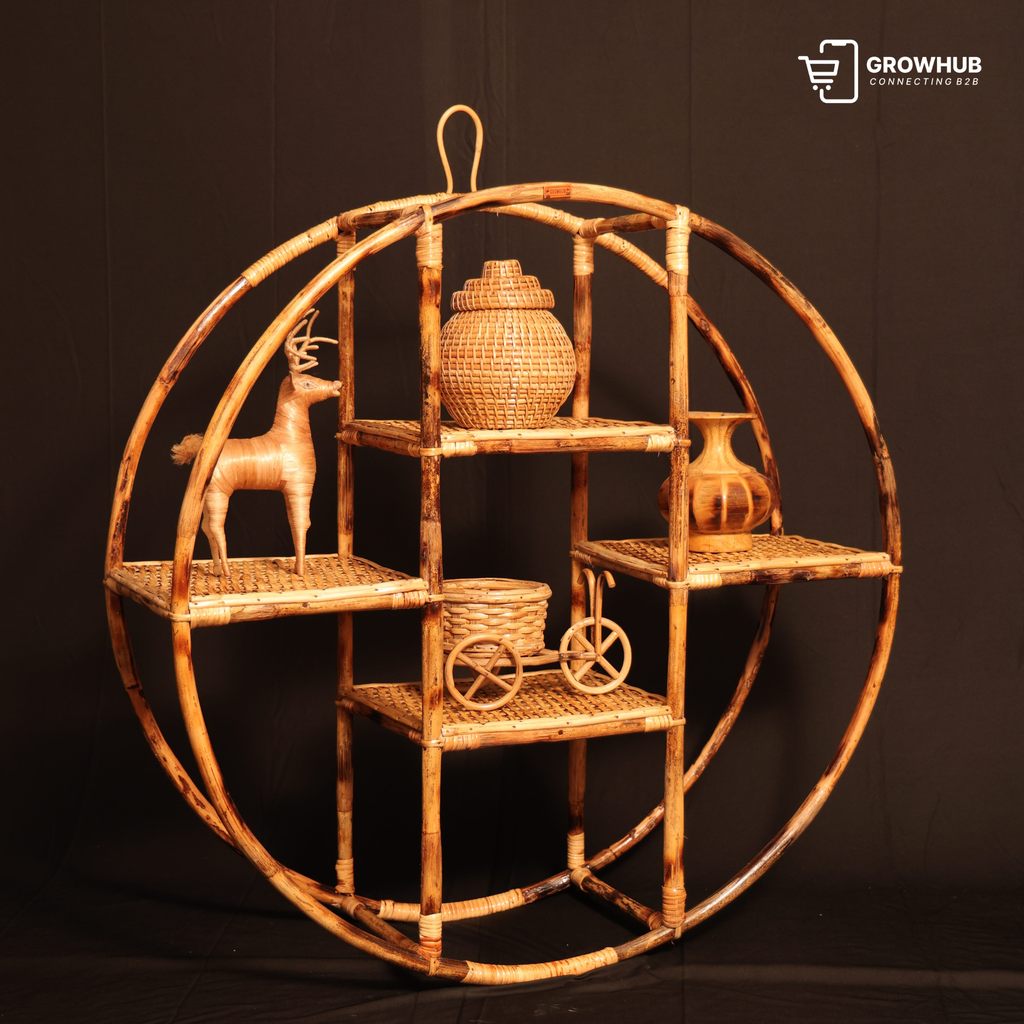 CANE ROUND WALL SHELF