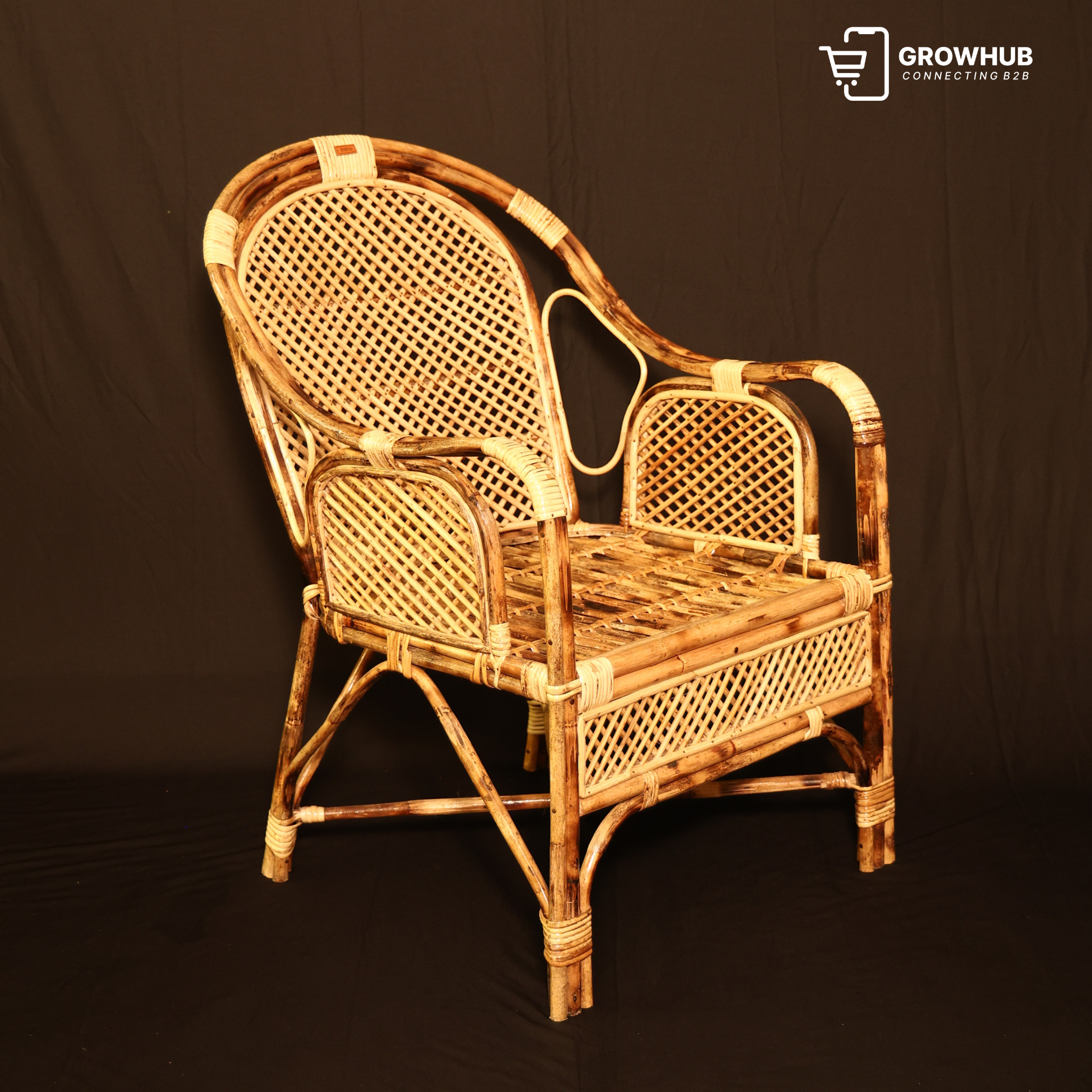 HANDCRAFTED VINTAGE RATTAN ARMCHAIR