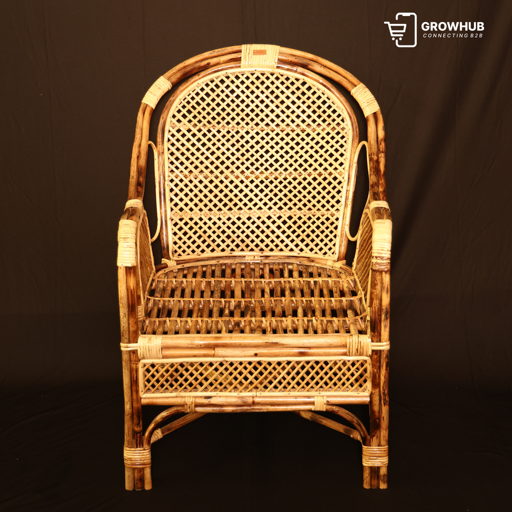 HANDCRAFTED VINTAGE RATTAN ARMCHAIR
