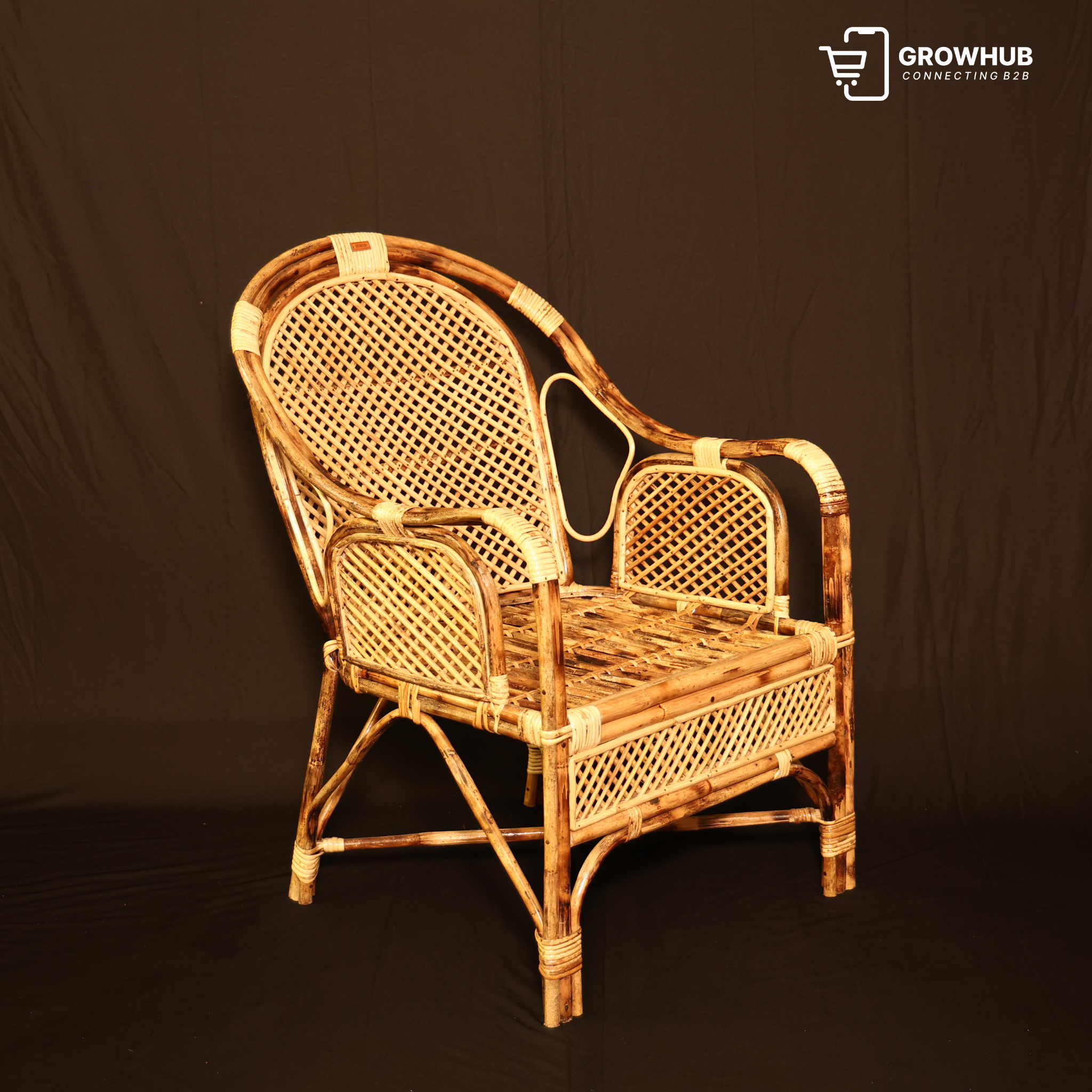 HANDCRAFTED VINTAGE RATTAN ARMCHAIR