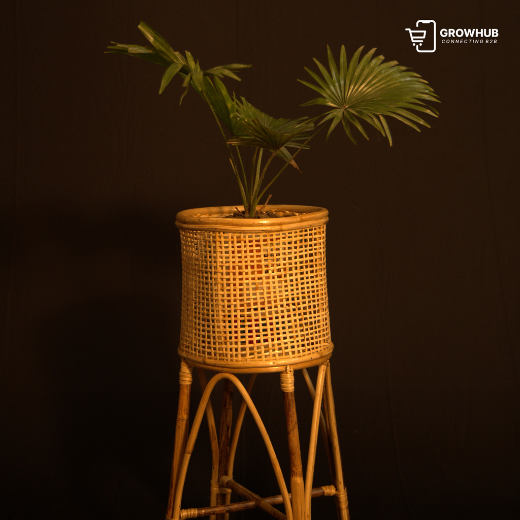 The High-Rise Mesh Rattan Planter Stand
