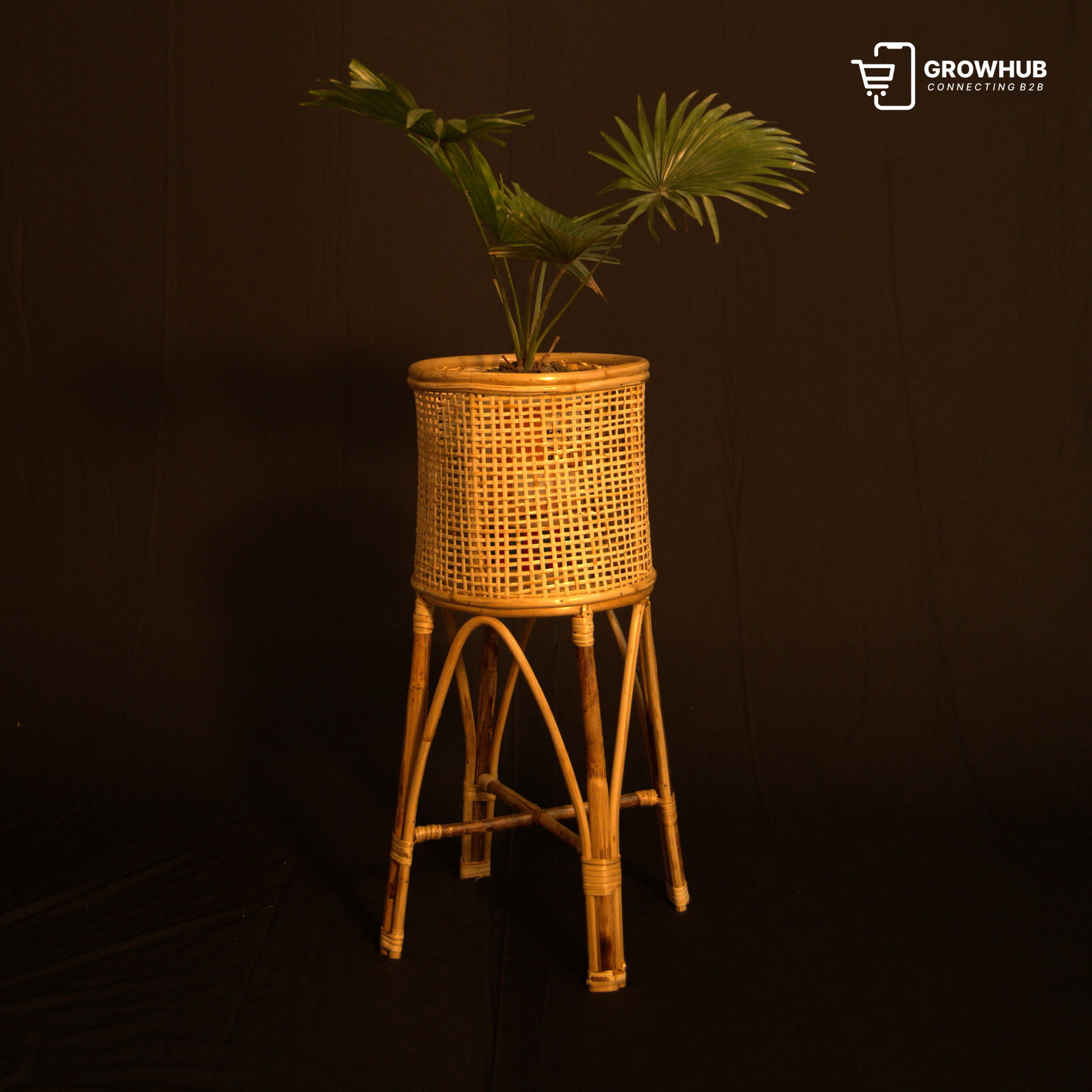 The High-Rise Mesh Rattan Planter Stand