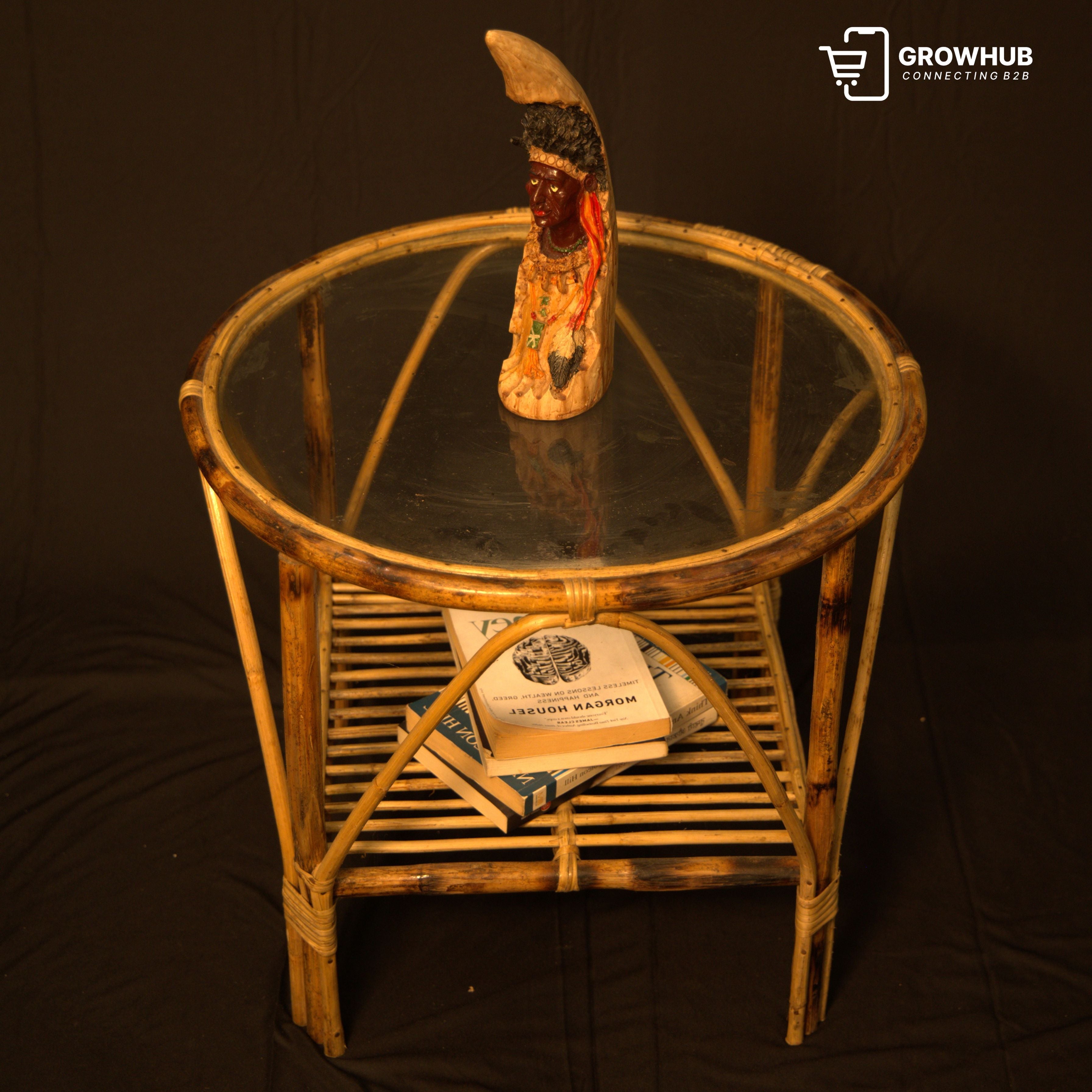 RUSTIC ROUND RATTAN TABLE