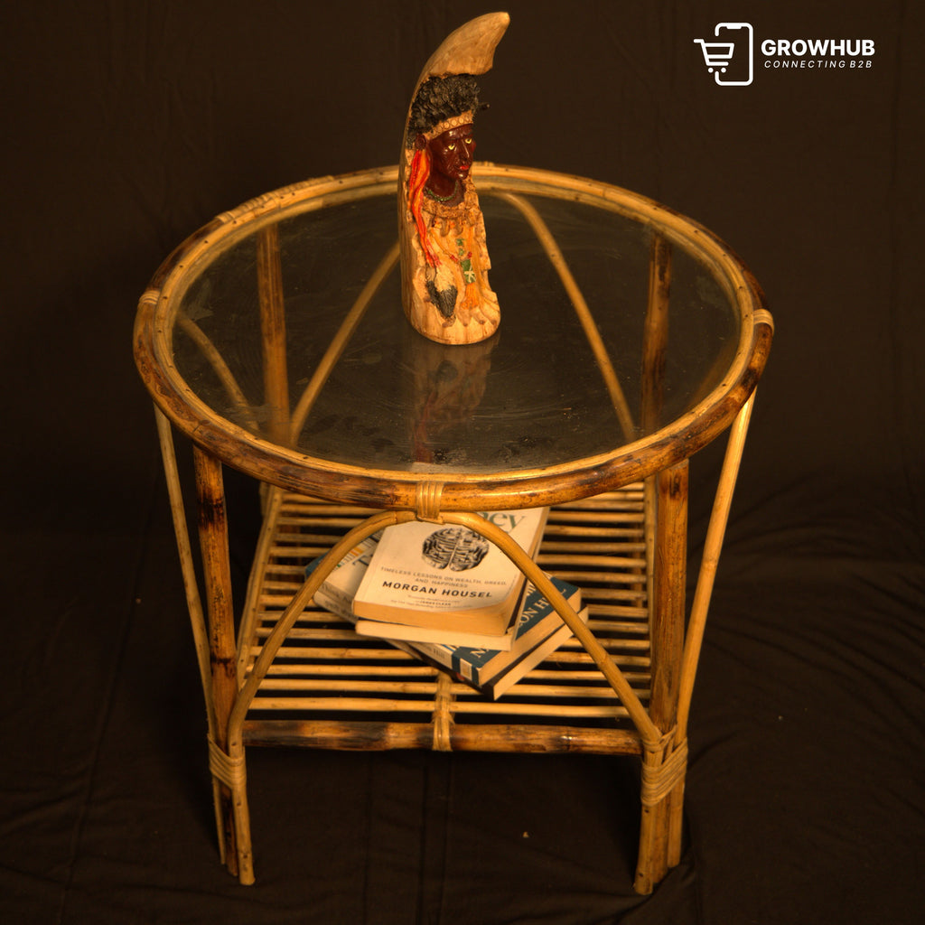 RUSTIC ROUND RATTAN TABLE