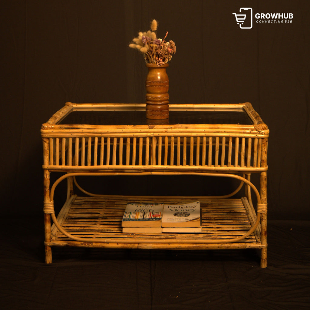 HANDCRAFTED RECTANGULAR RATTAN TABLE