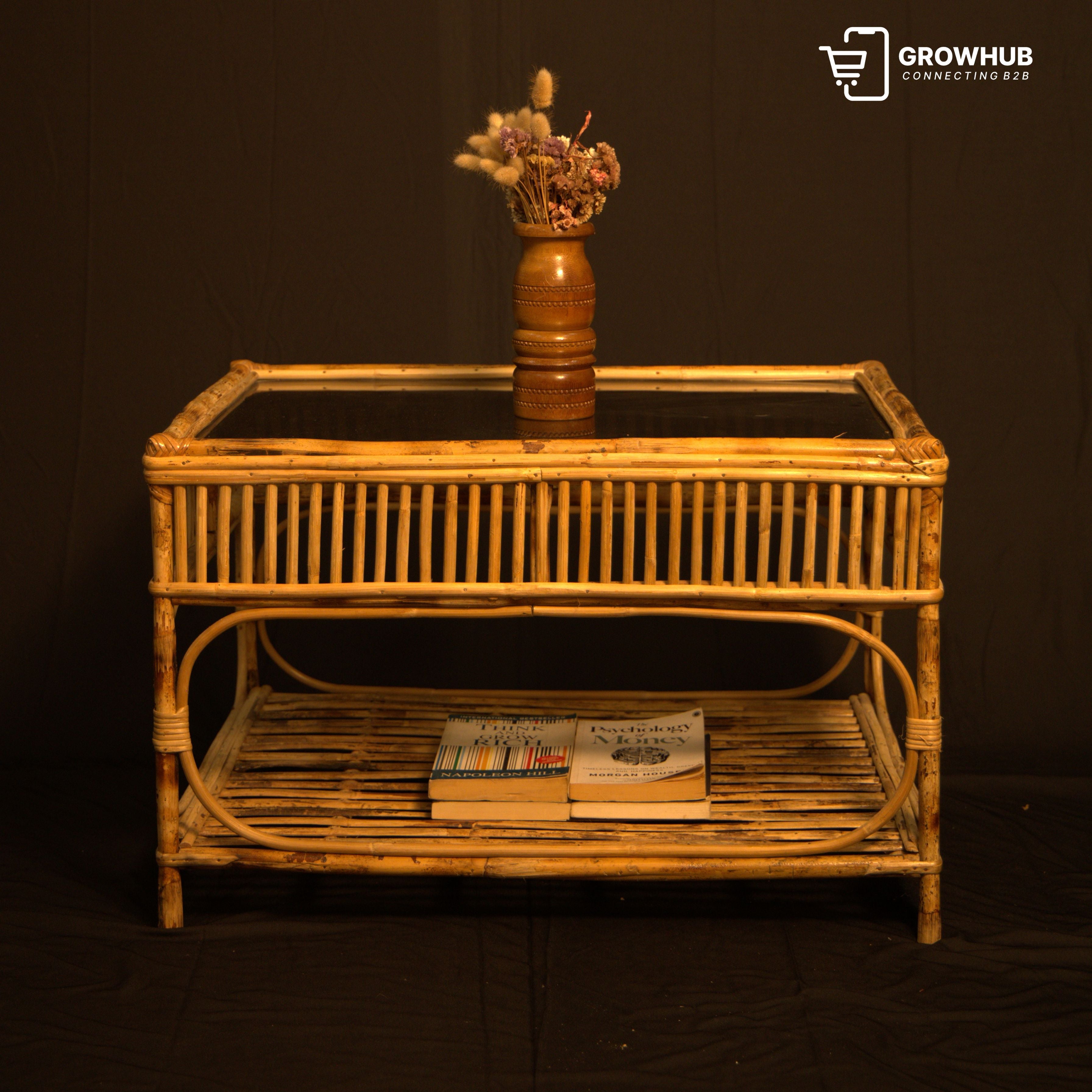HANDCRAFTED RECTANGULAR RATTAN TABLE